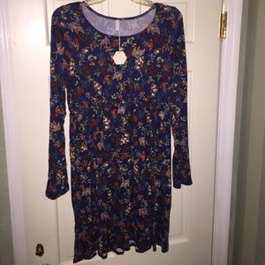 Empire Waist Long Sleeve Floral Dress